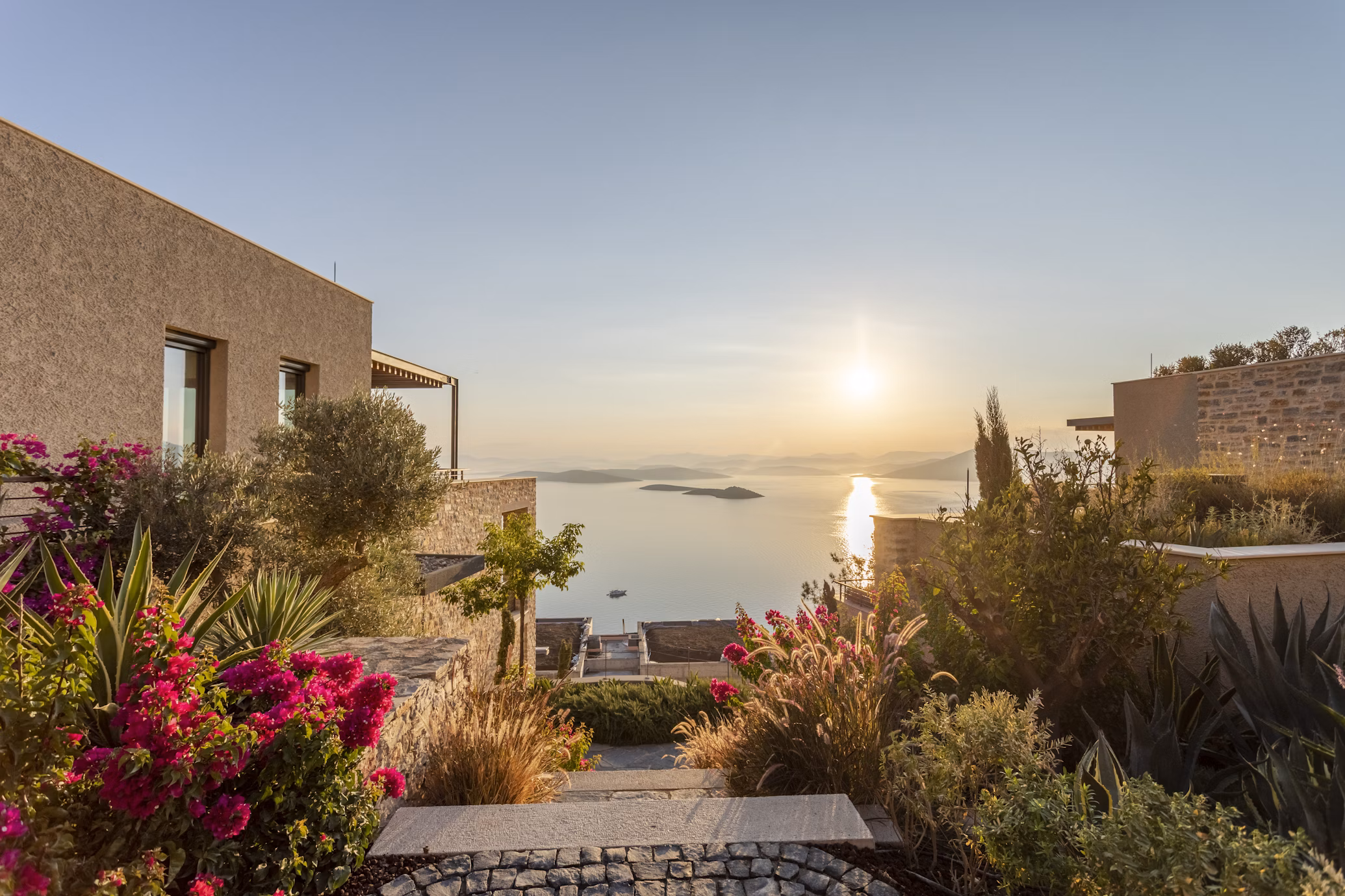 A beautiful villa in Bodrum at sunset