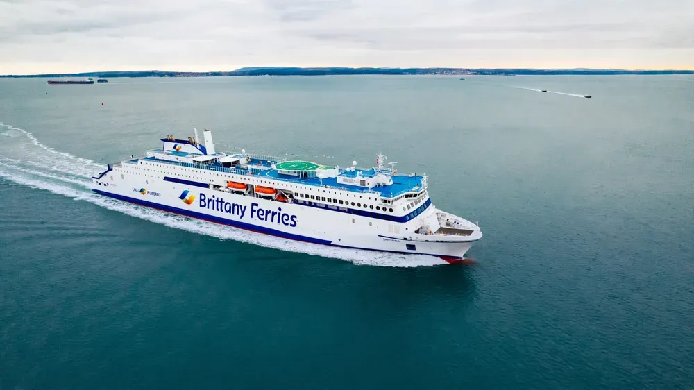 A large Brittany Ferries ship sailing across the Channel