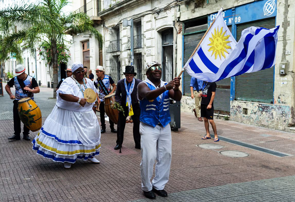 Afro-Uruguayan Candombe music in the streets of Ciudad Vieja