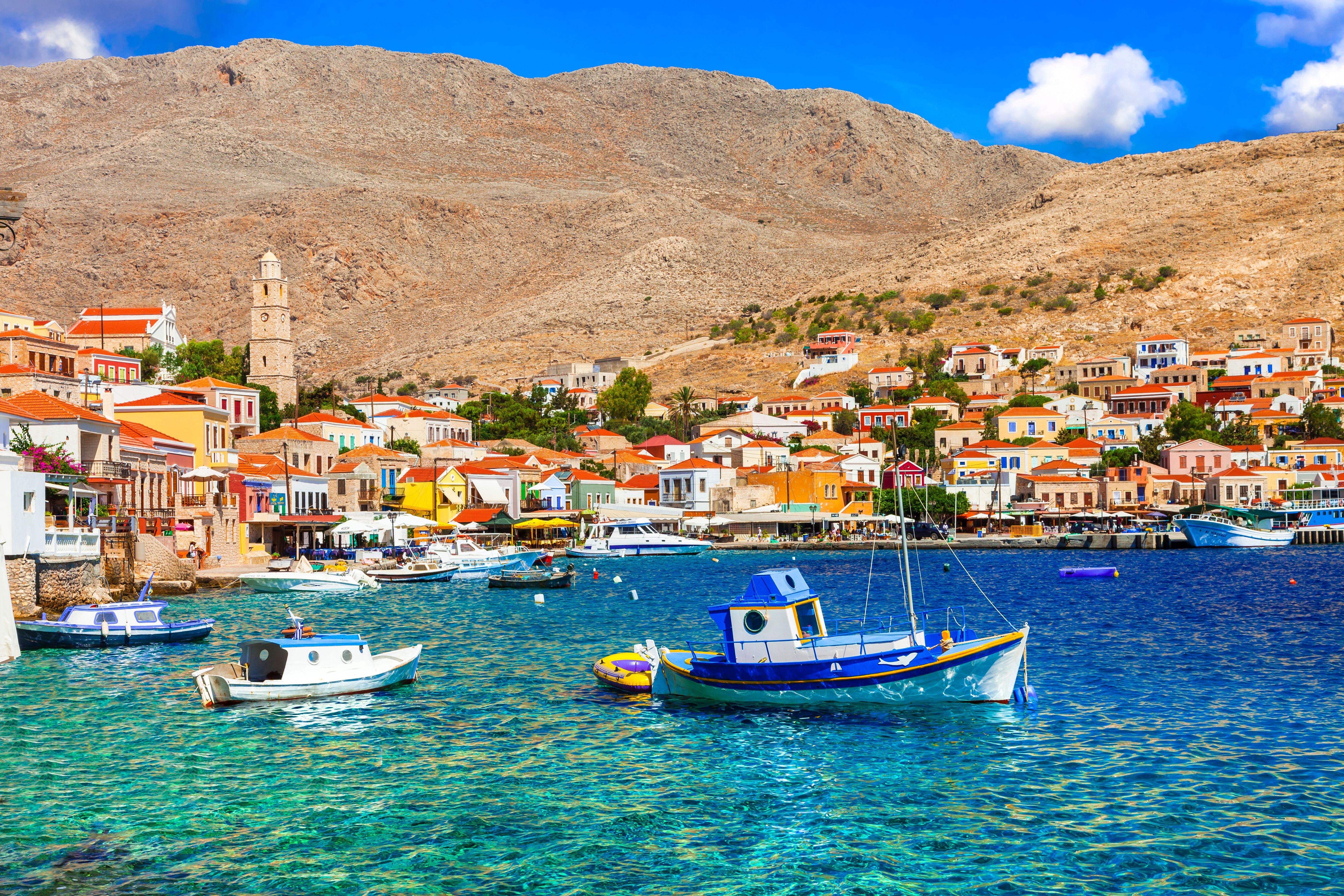 boats off the coast of Chalki
