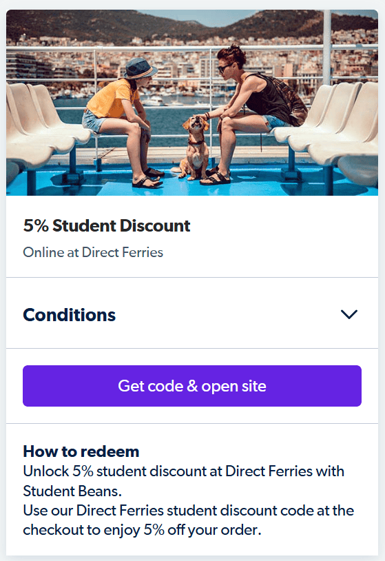 Direct Ferries student discount