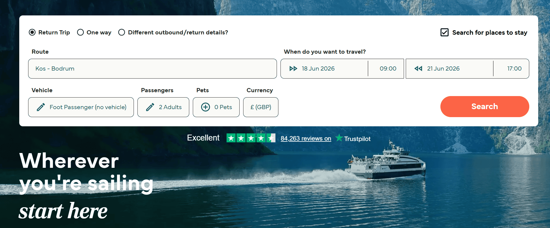 Direct ferries route finder