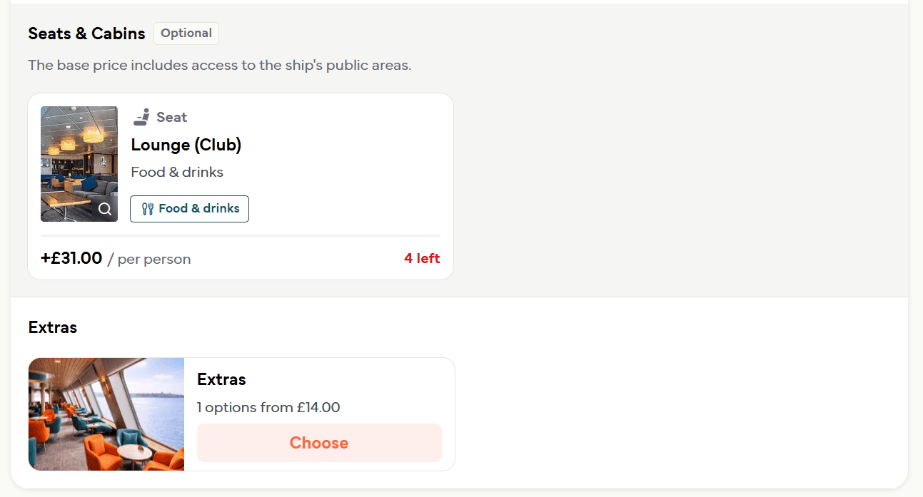 Dover to Calais booking extras