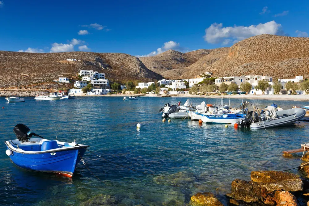Fishing boats off the beautiful coast of Folegandros