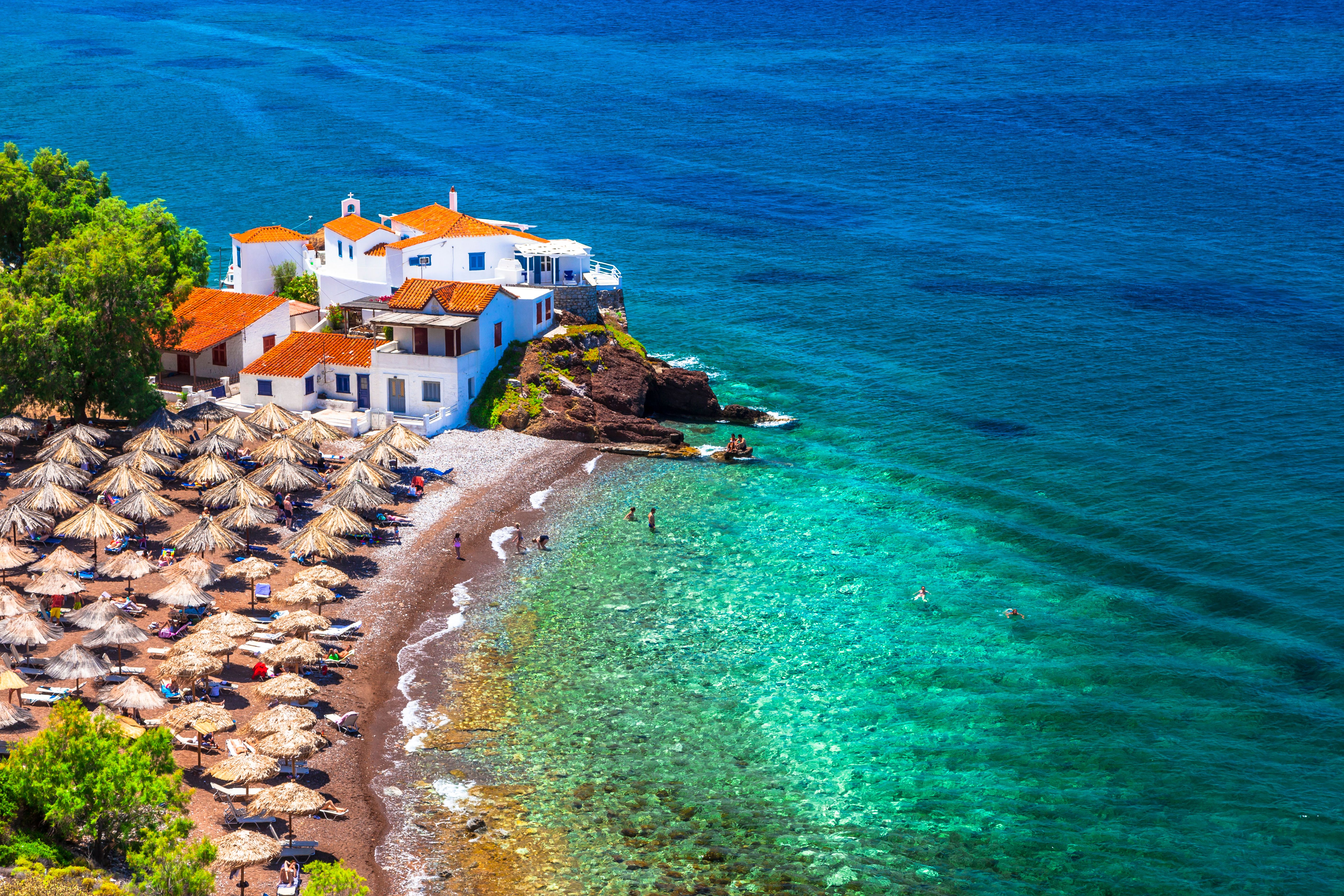 pebbly beach in Hydra