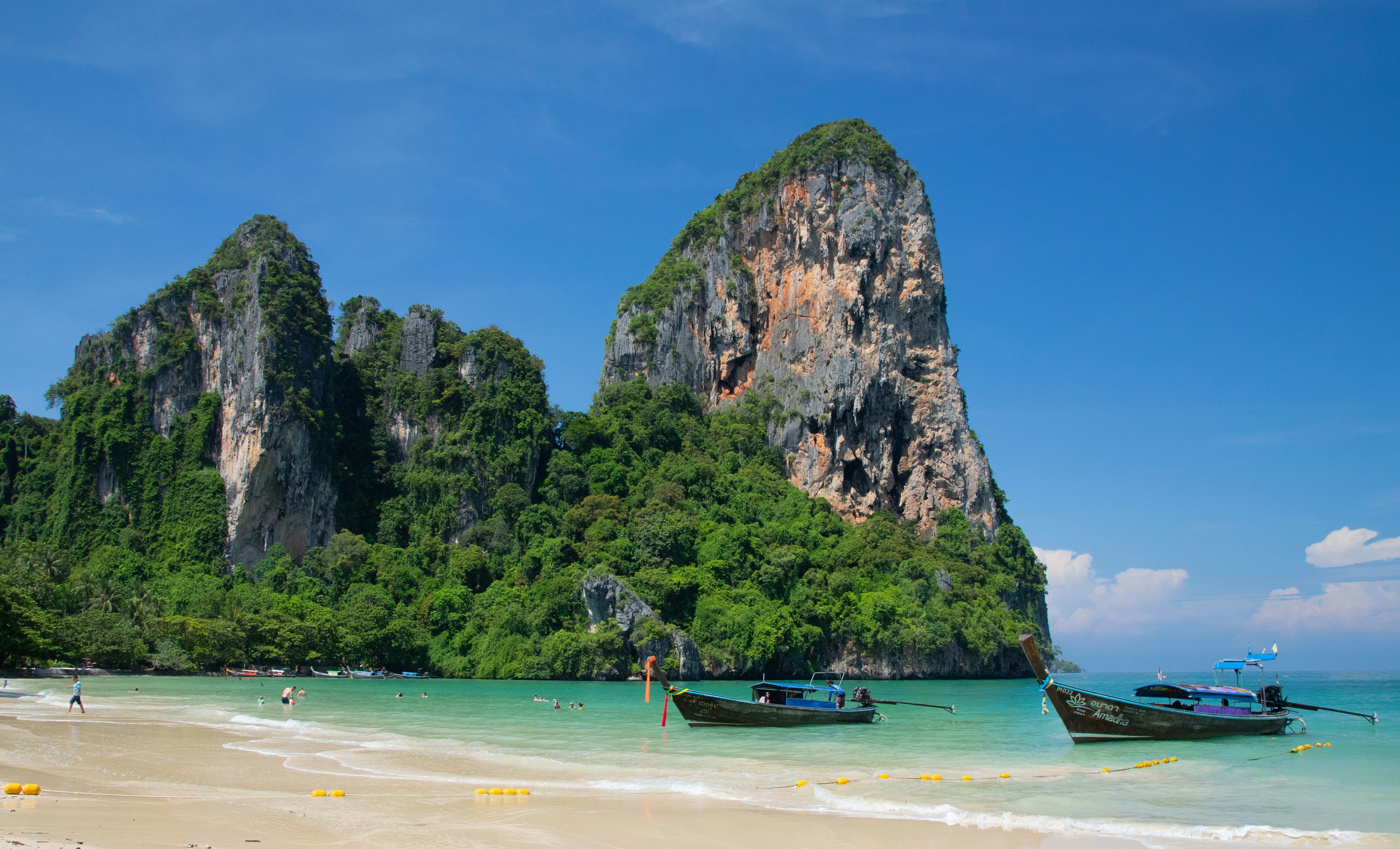 limestone karst cliffs on Railay Beach in Thailand