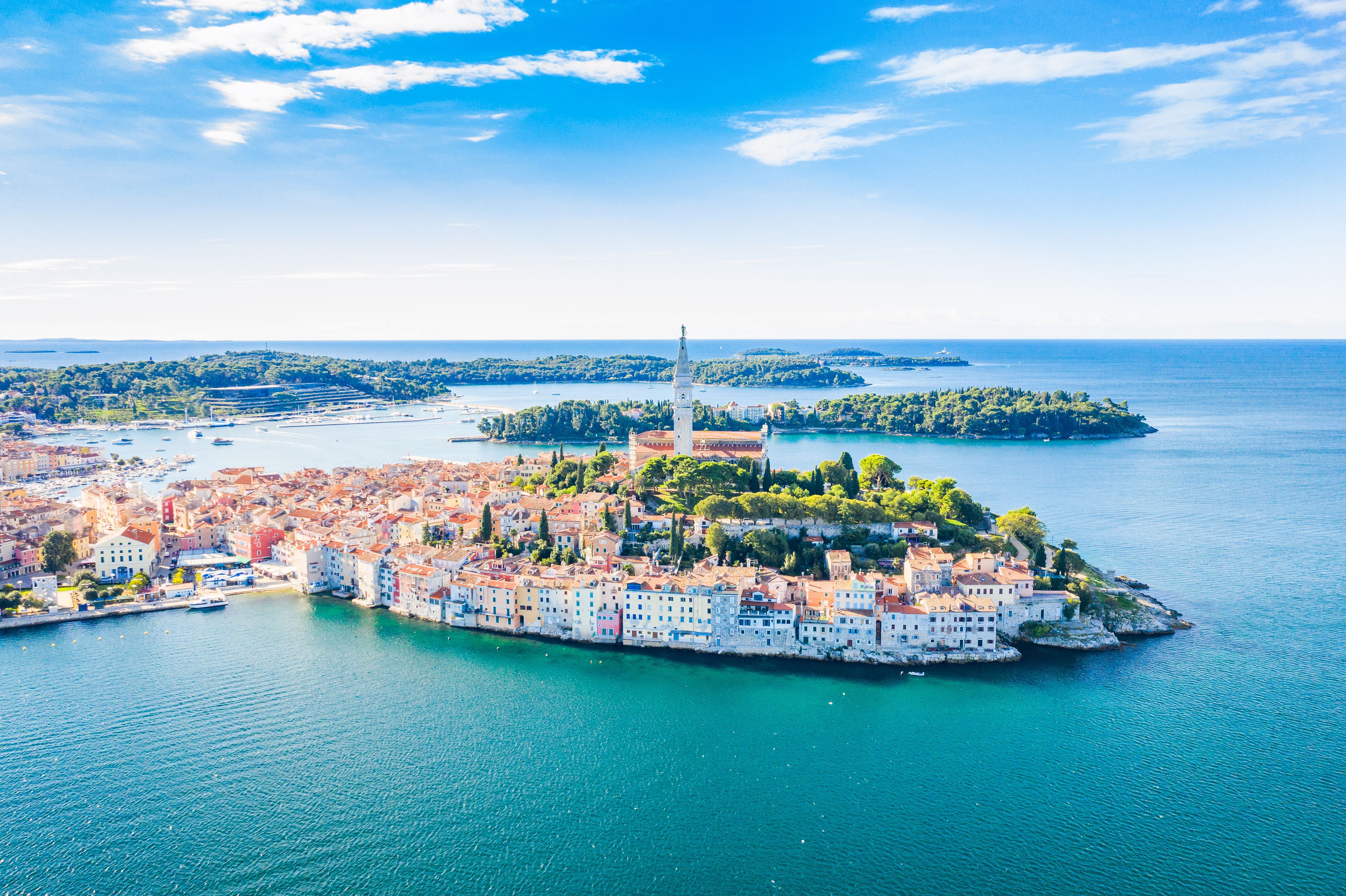 aerial view of Rovinj in Istria