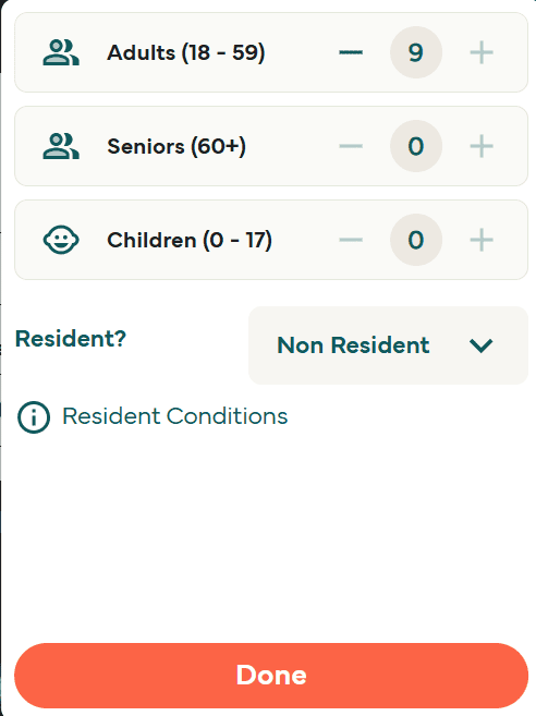 selecting passengers during the Direct Ferries booking process