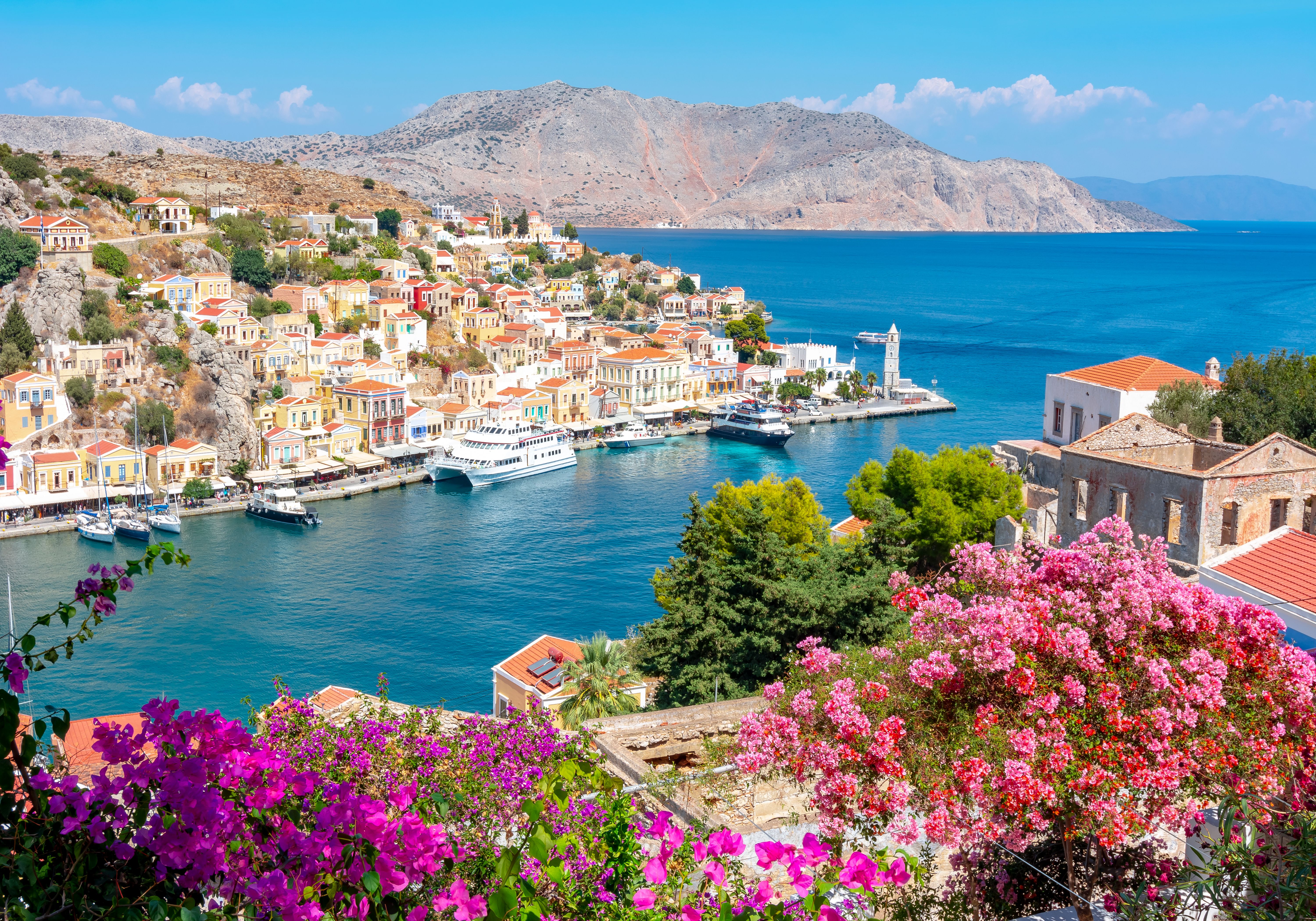 Symi town along the waterfront