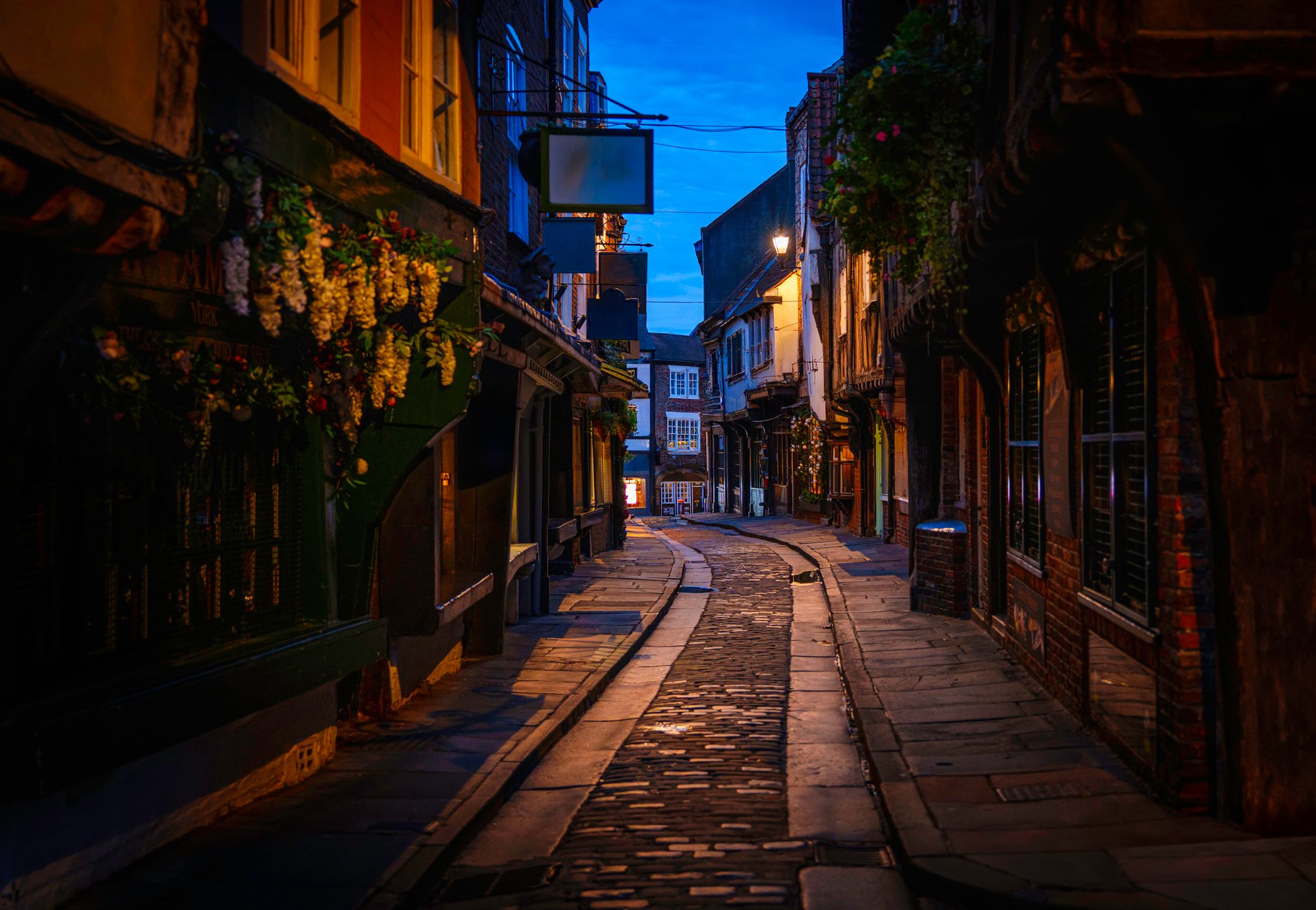 Shambles in York at night