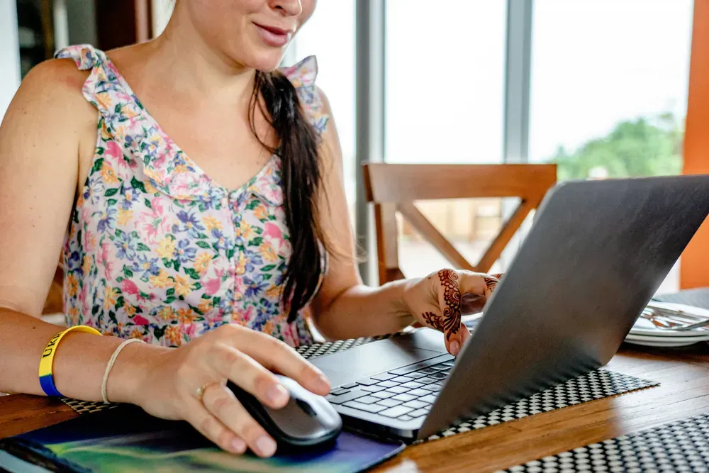 a lady on a laptop
