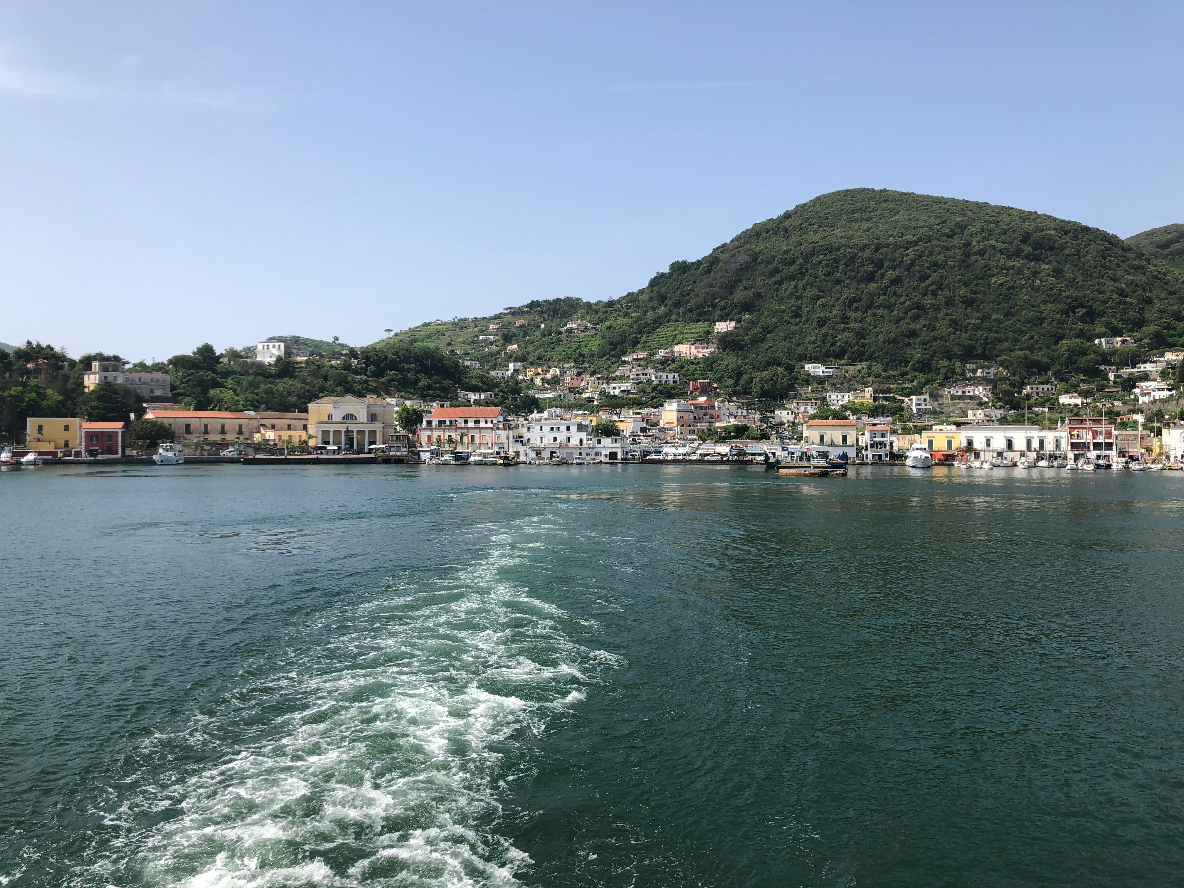 ripples in sea with Ischia port in background