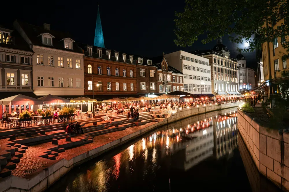 bars along the river in Aarhus