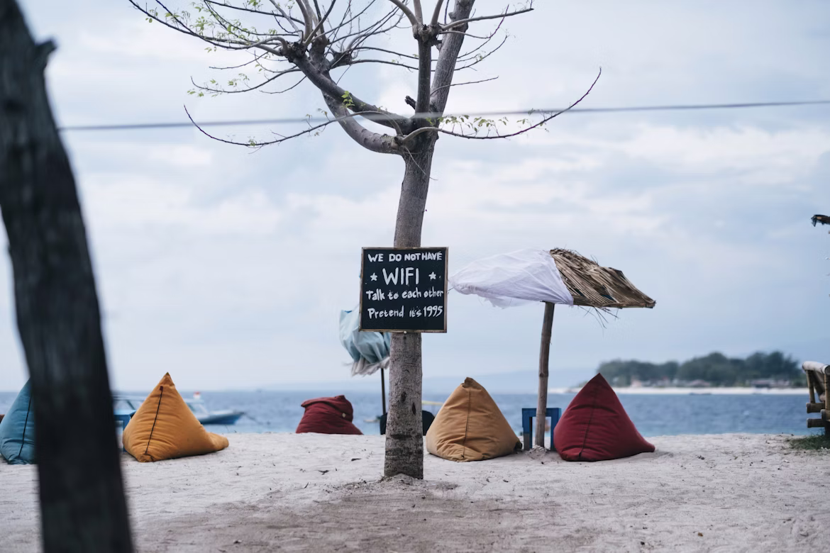 bean bags on the beach in Gili Trawangan