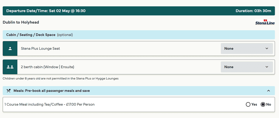 Direct Ferries booking process