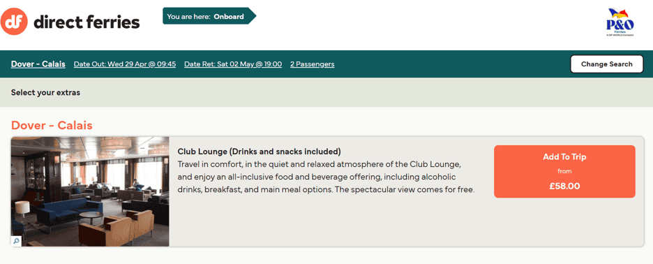 booking the club lounge on the dover to calais ferry