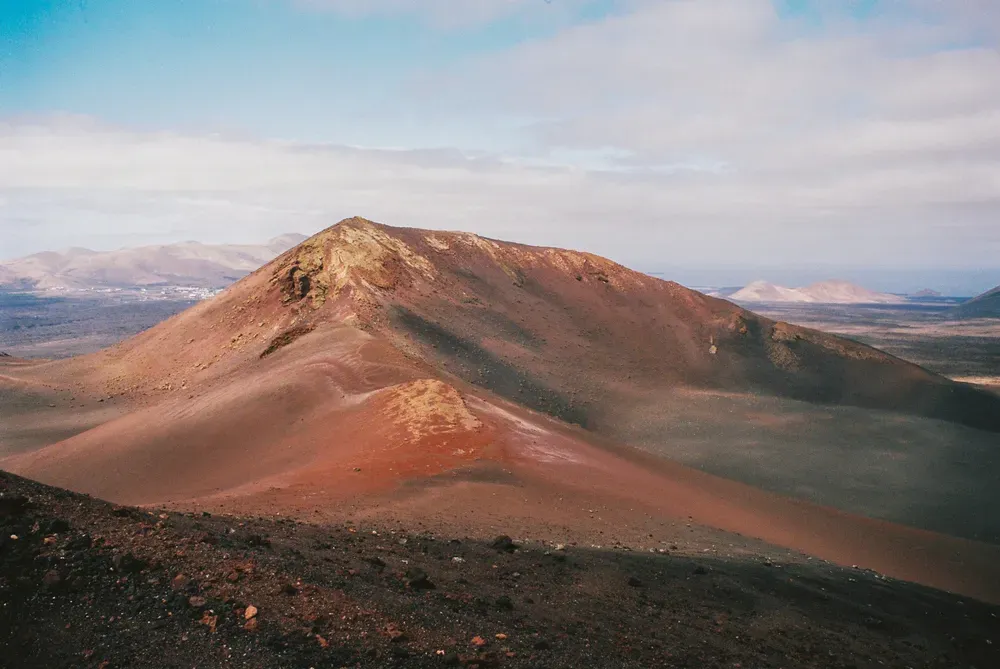 brown volcano in Timanfaya National Park in Lanzarote