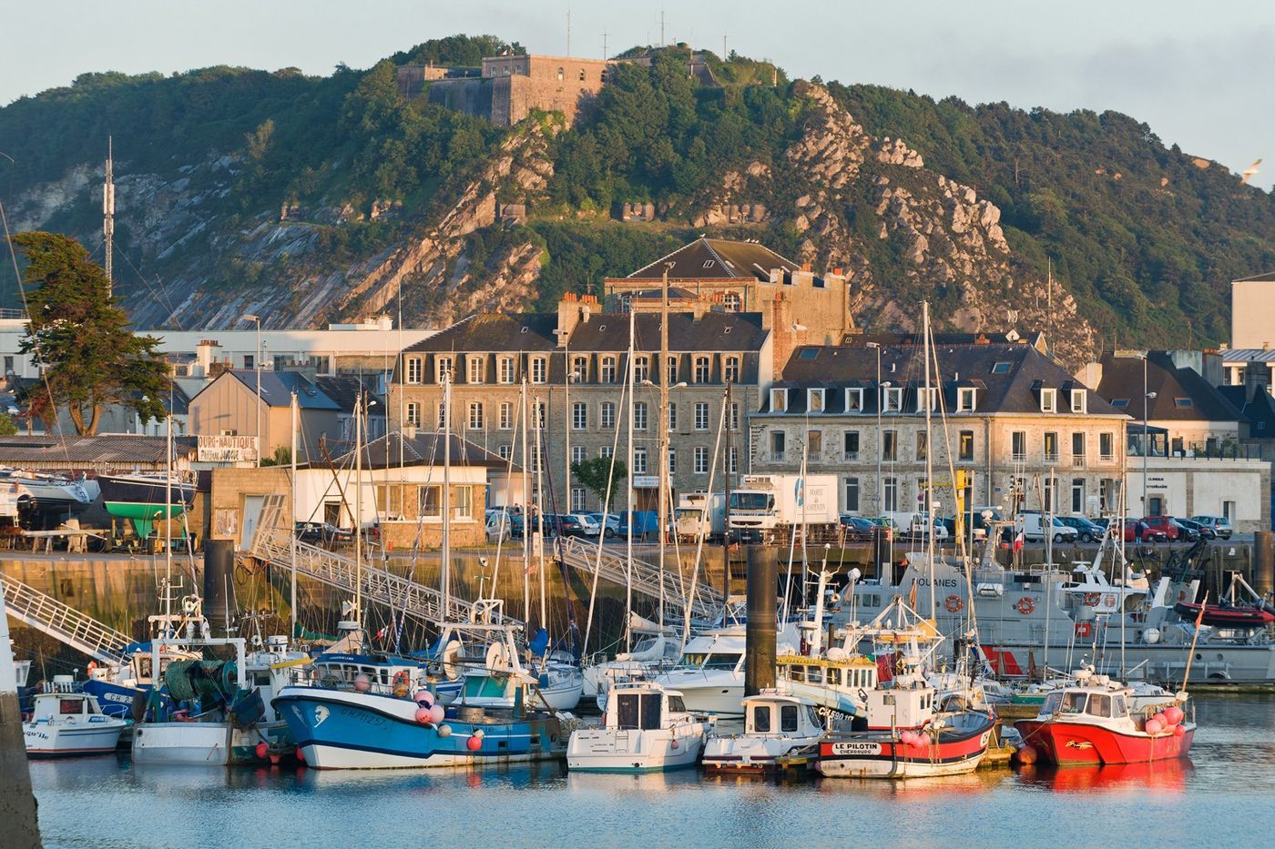 boats docked in Cherbourg port