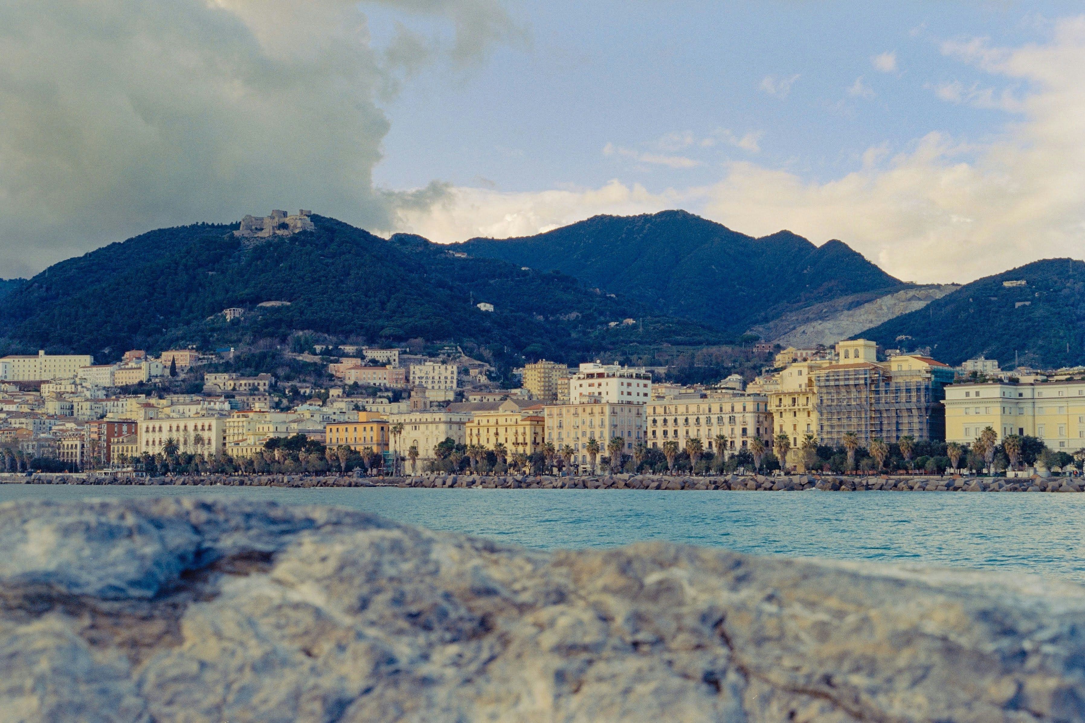 city of Salerno along the sea