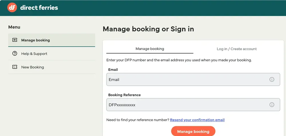 directferries manage booking