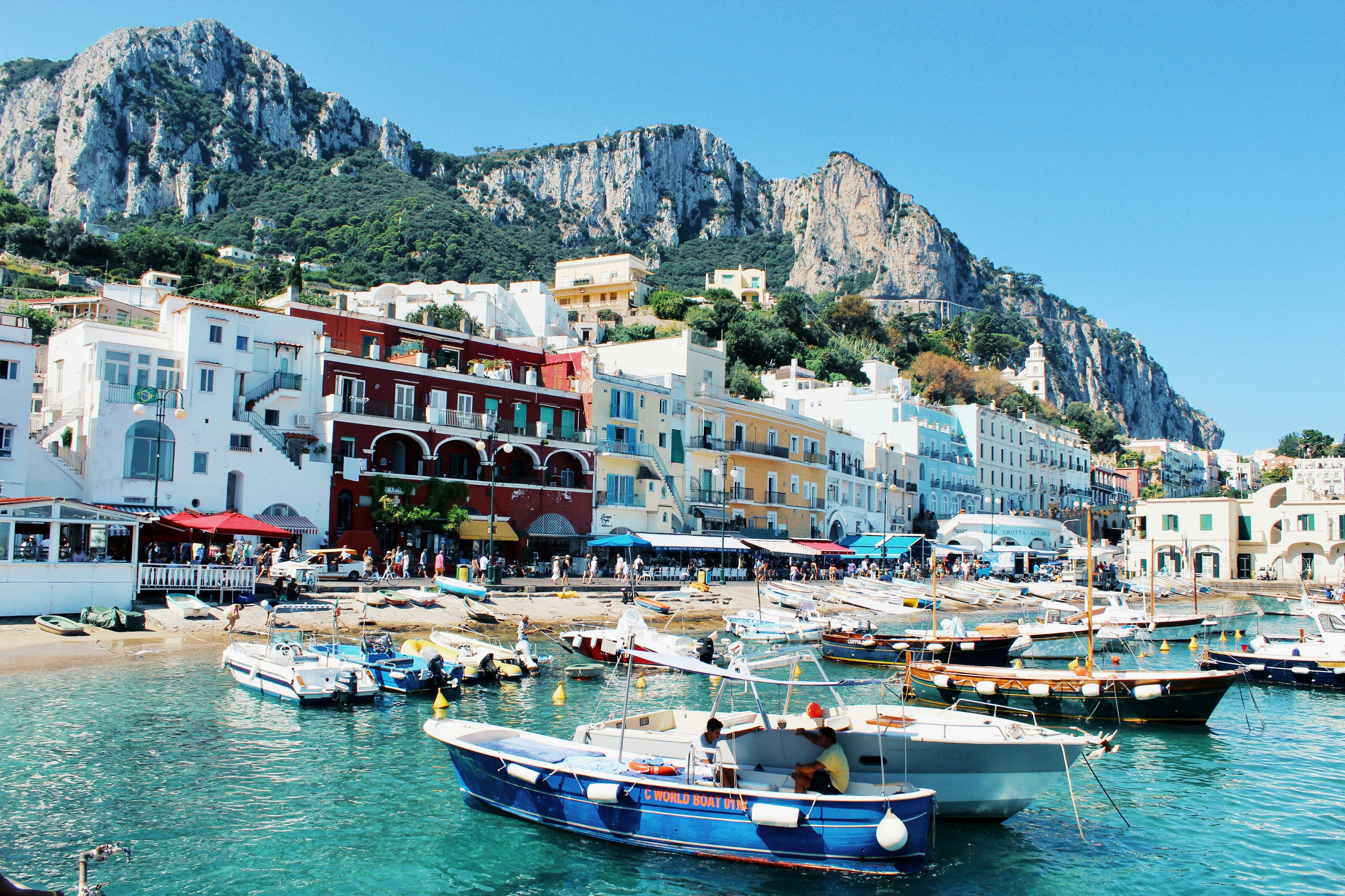 boats in the harbour in Capri