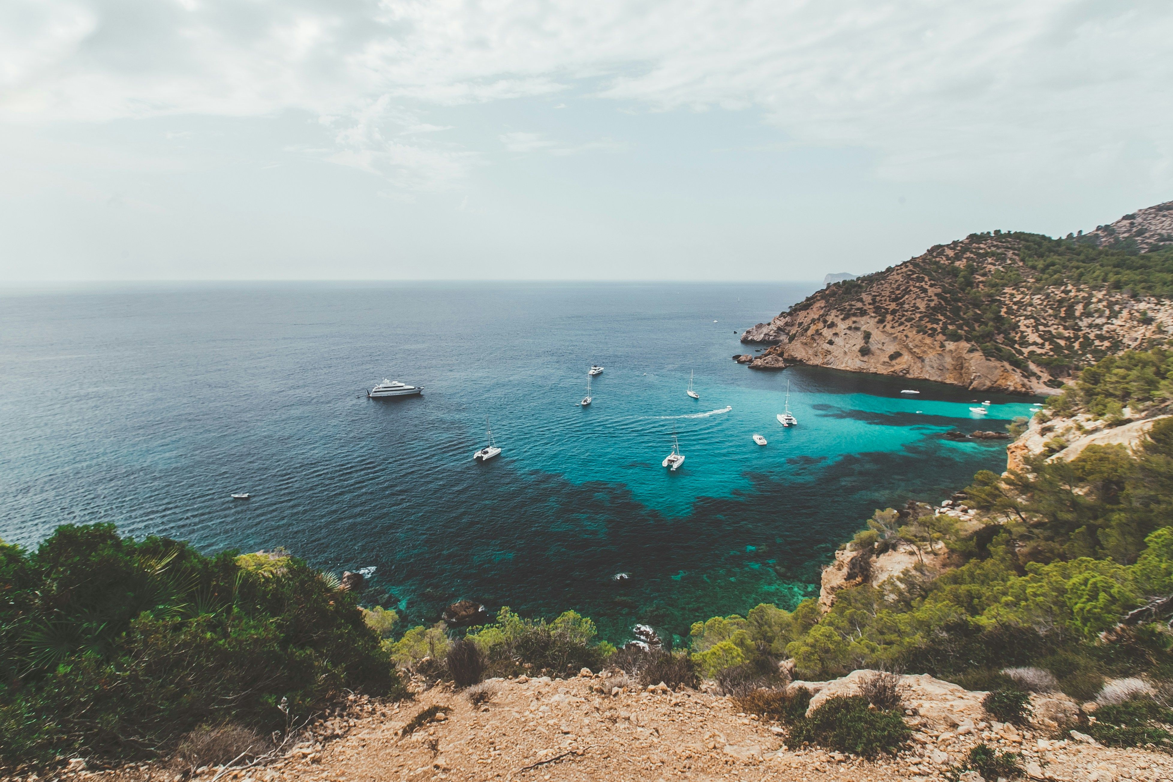 boats in a cove in Palma