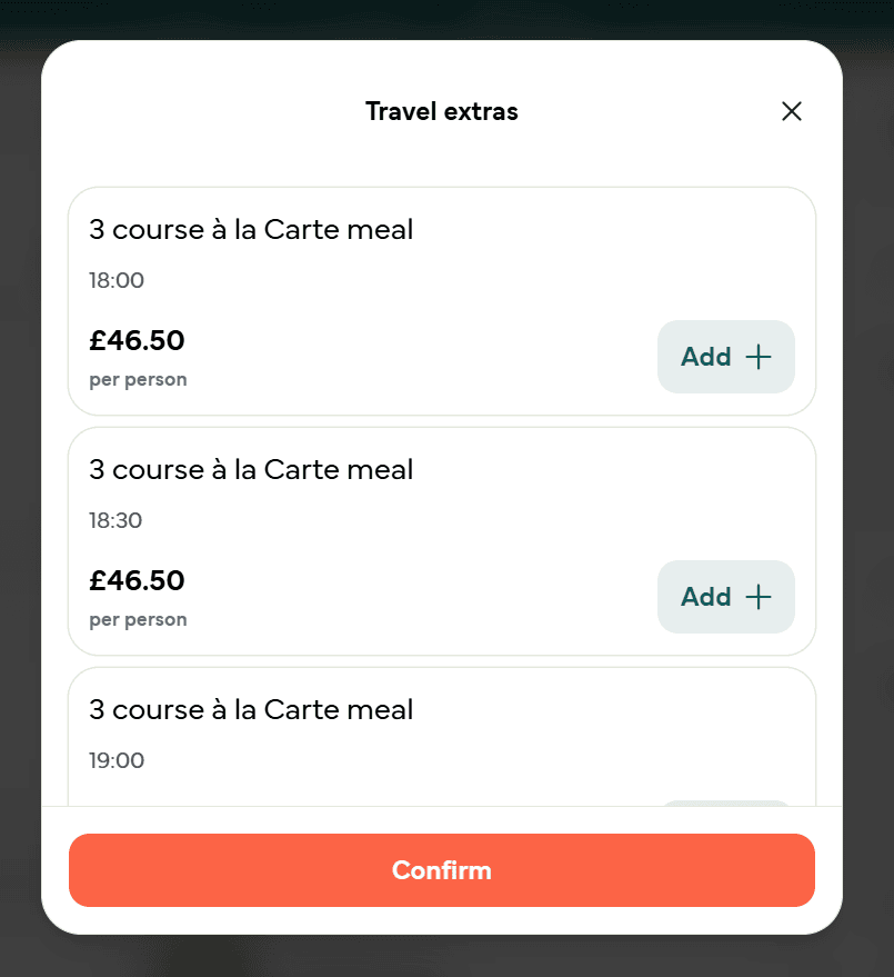pre-booking meals on board