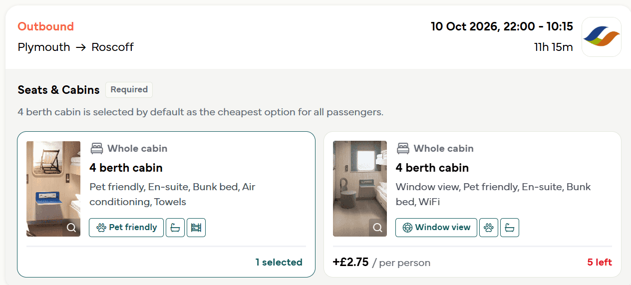 booking seats and cabins