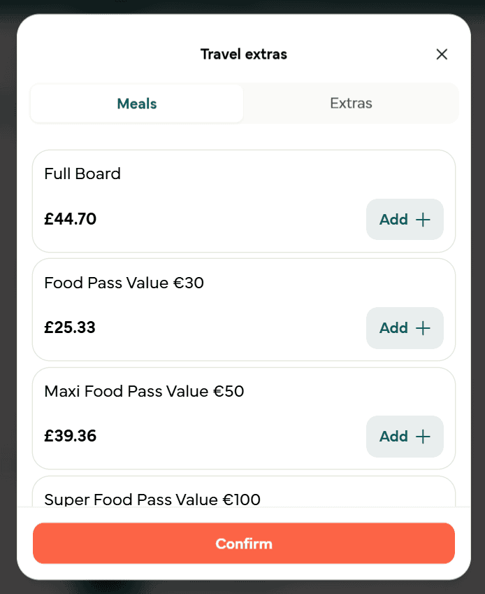 pre-booking meals on board