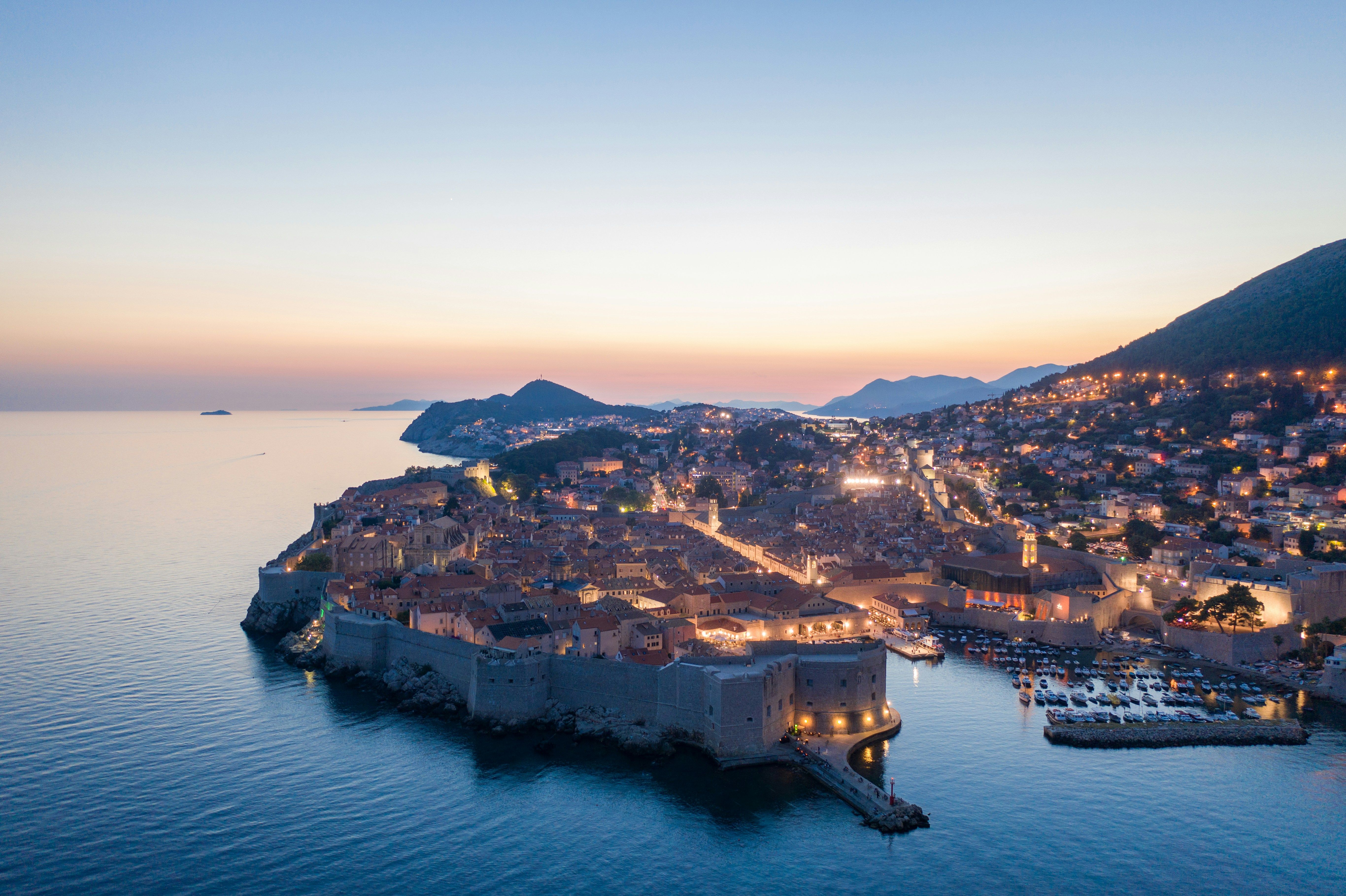 Dubrovnik lit up at night
