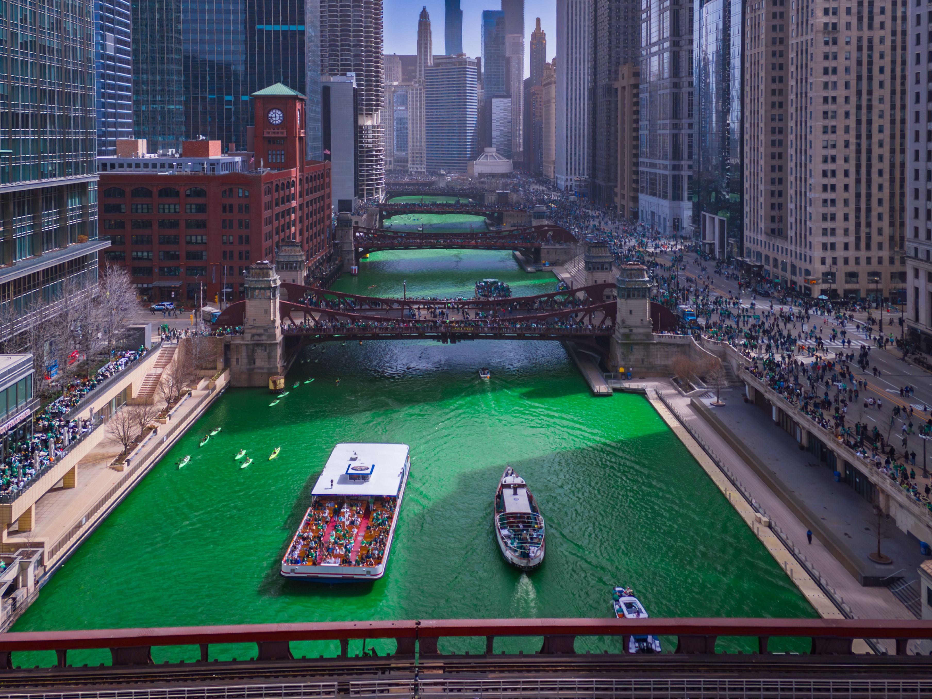 Chicago River green for St Patrick's Day