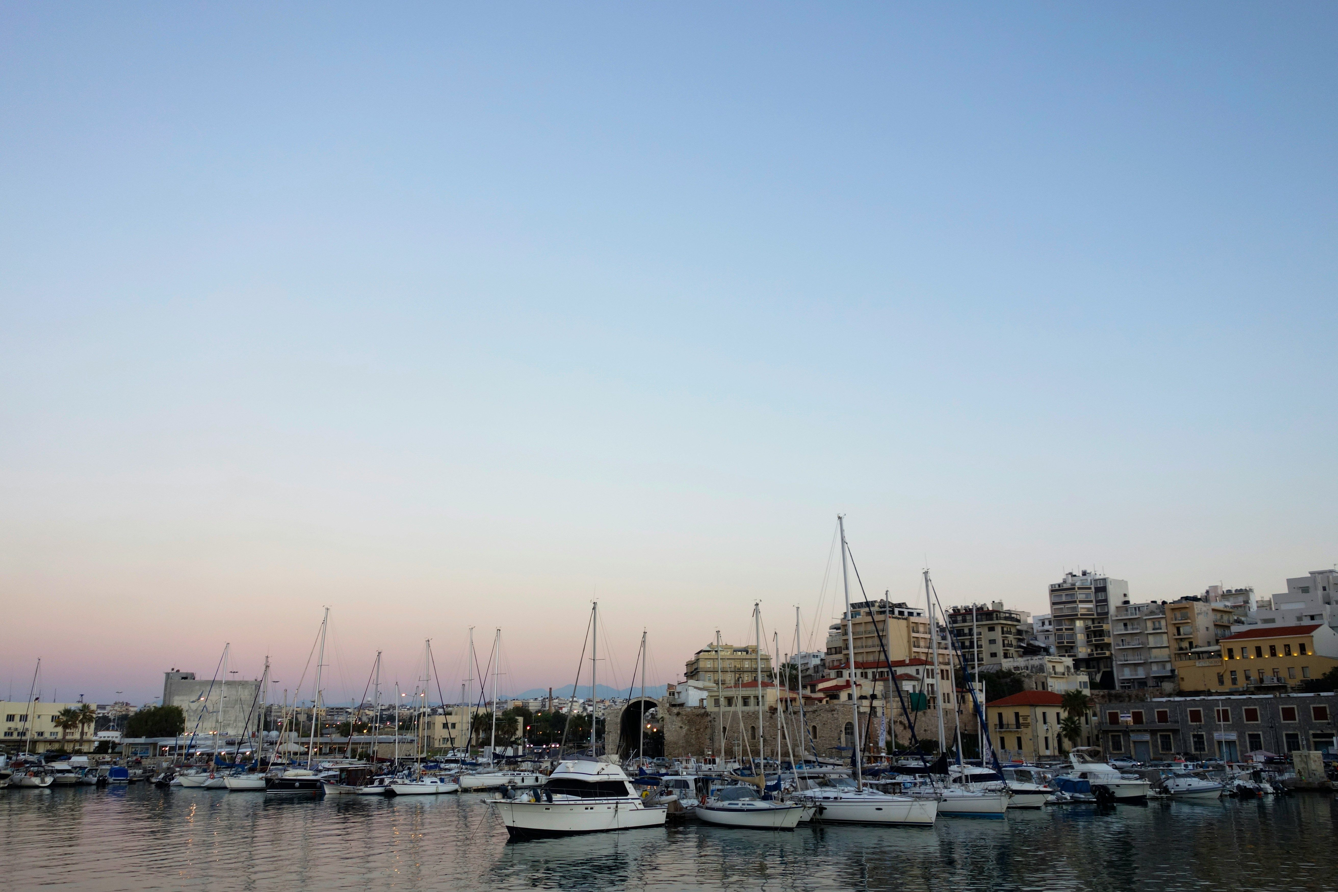 boats docked in Heraklion port