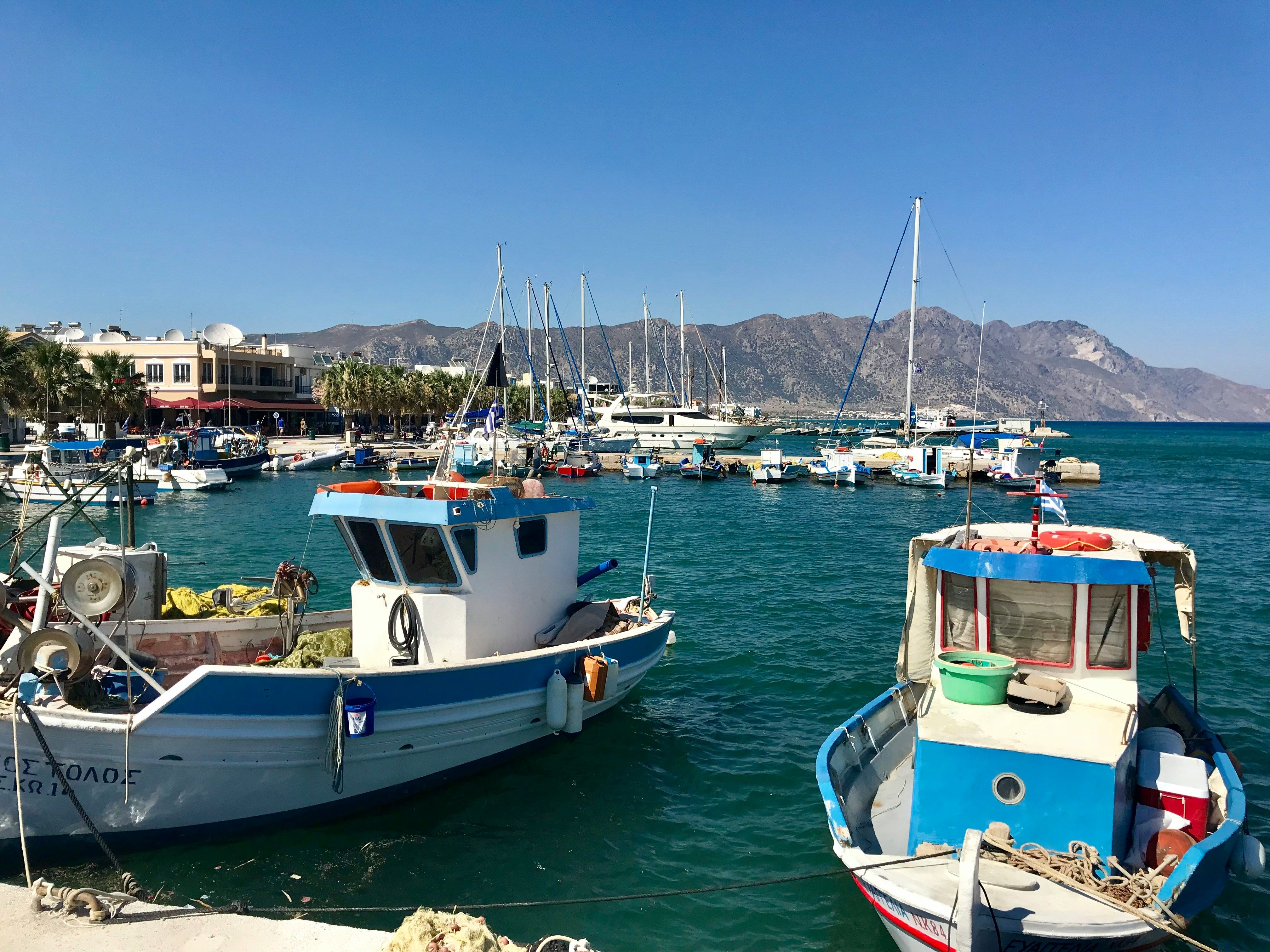 boats docked in Kardamena harbour