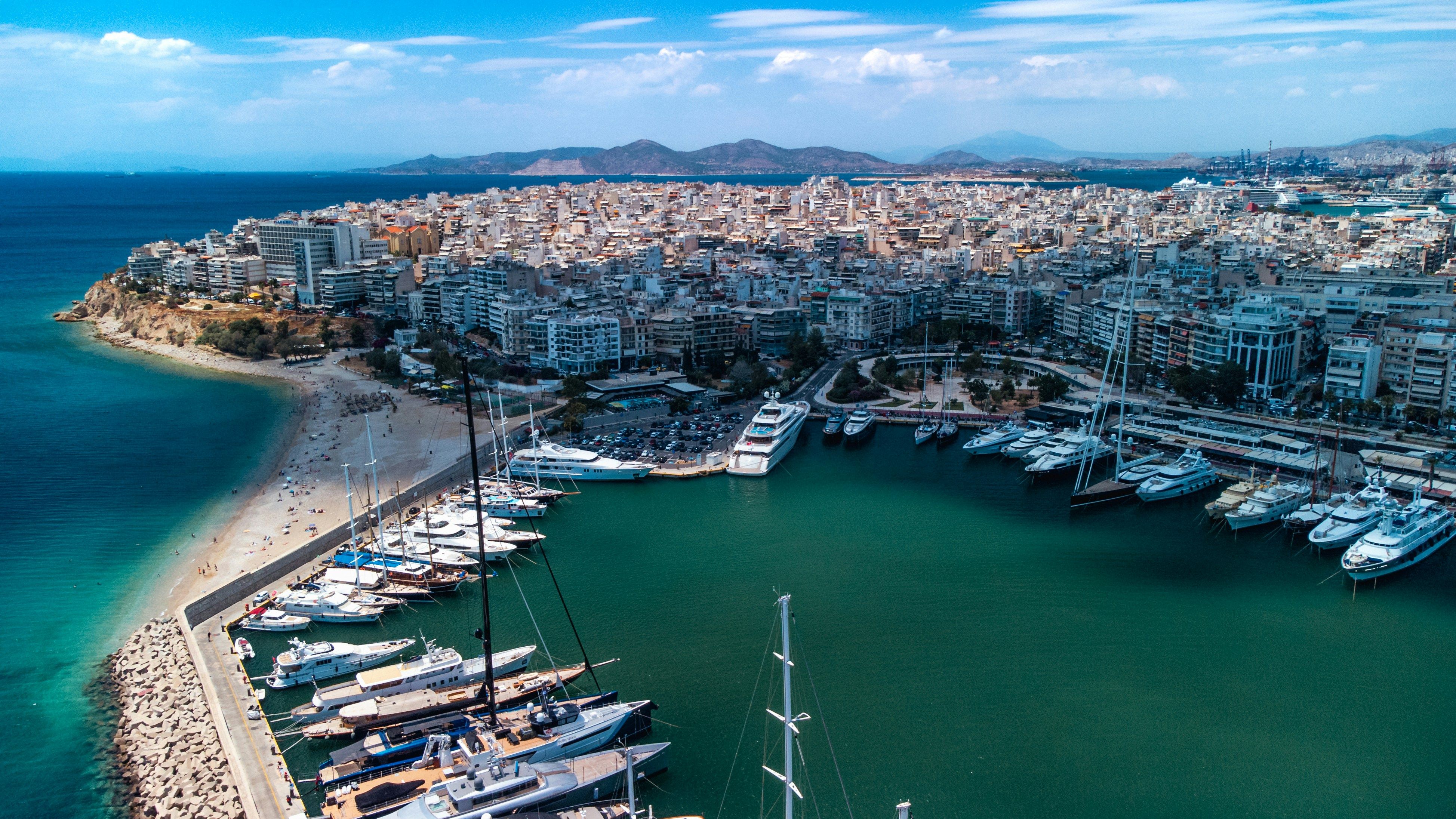 Piraeus harbour with the city behind