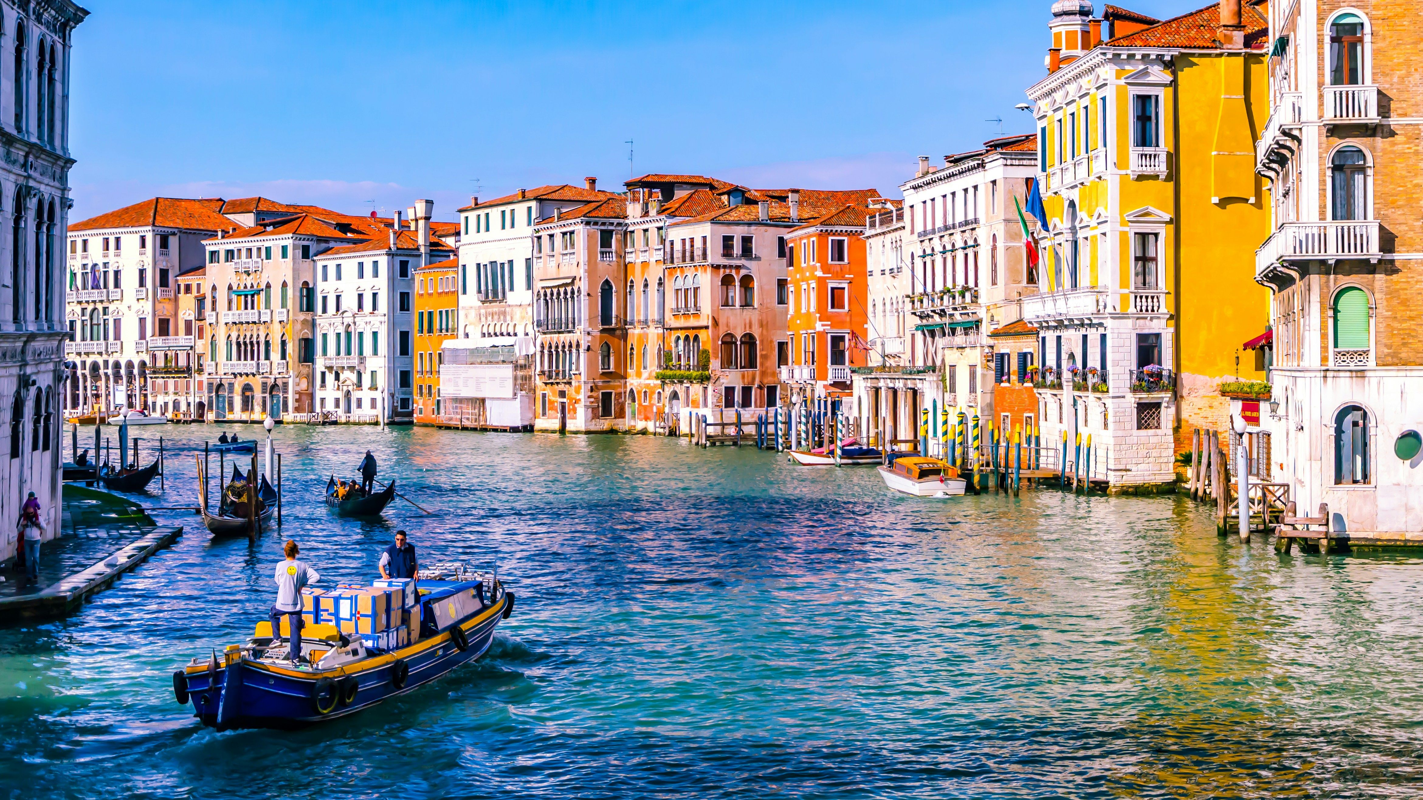 colourful buildings lining Venice canal