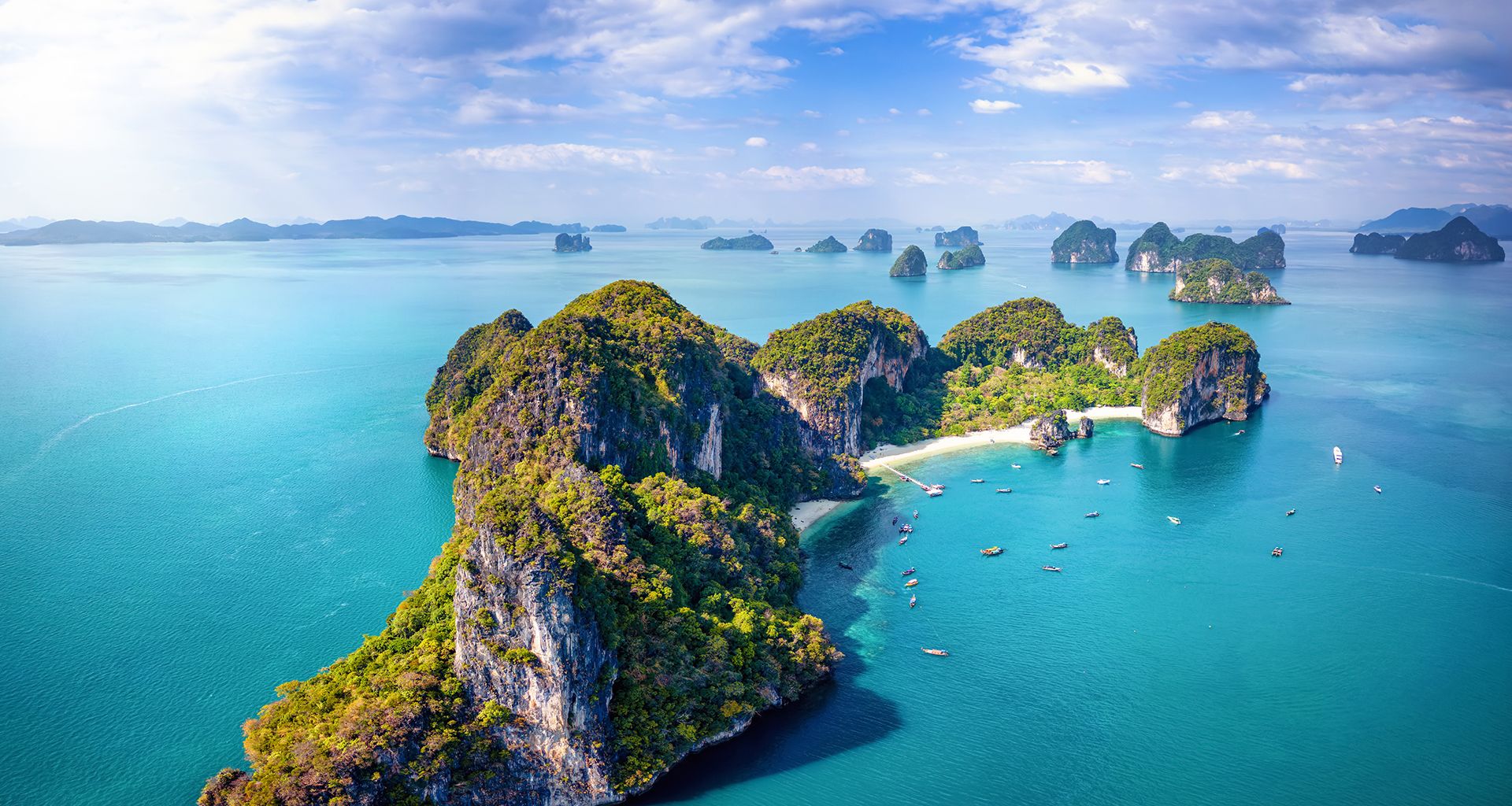 aerial view of the islands in Krabi