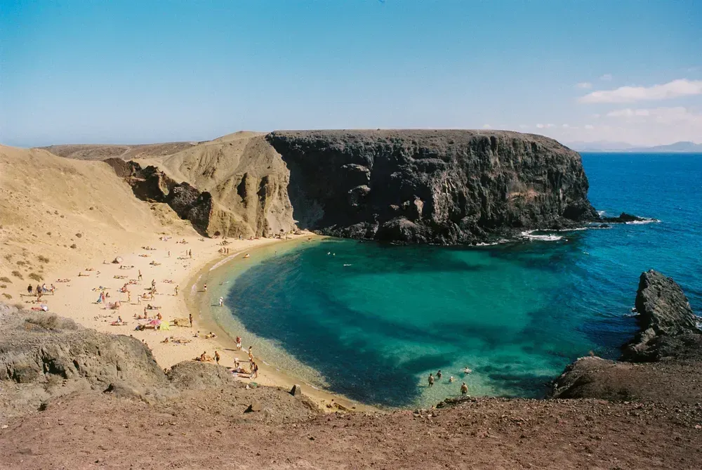 Papagayo beach in Lanzarote on a clear sunny day