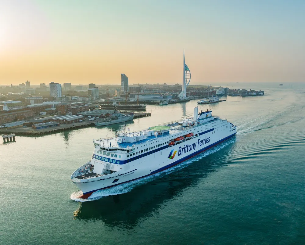 Brittany ferries vessel sailing into Portsmouth International Port