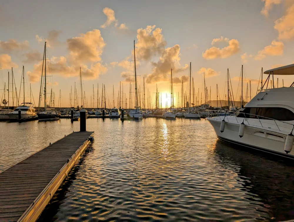 Playa Blanca port at sunset