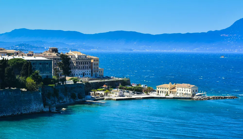 view from the old citadel Venetian fortress in Corfu