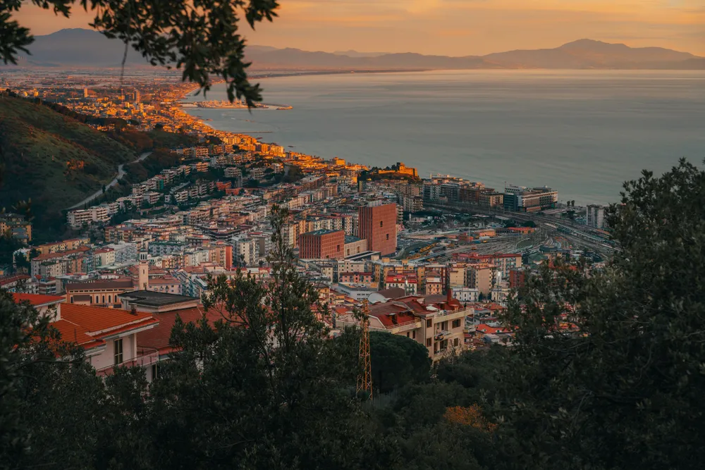 city of Salerno along the coast