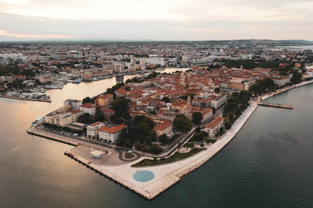 aerial view of Zadar by the sea
