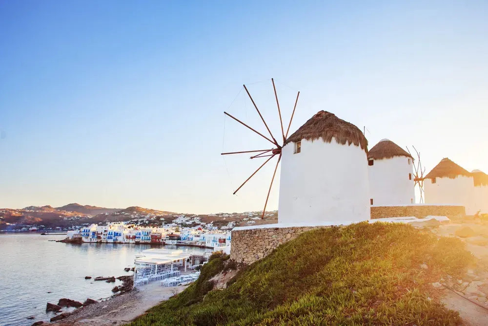 Mykonos windmills overlooking the sea