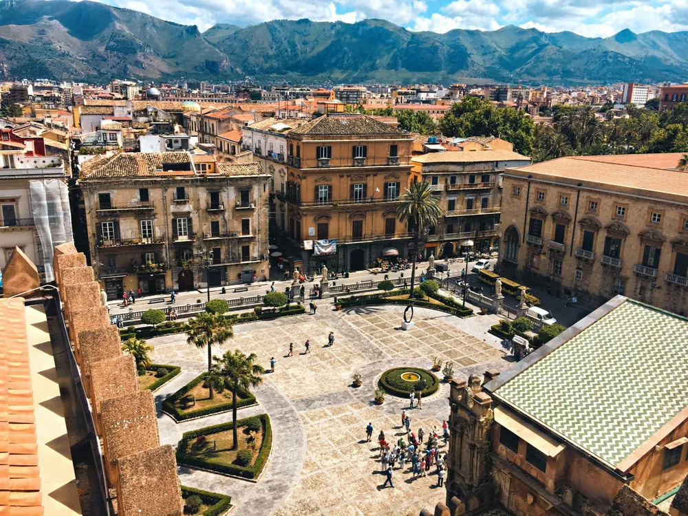 buildings surrounding a square in Palermo