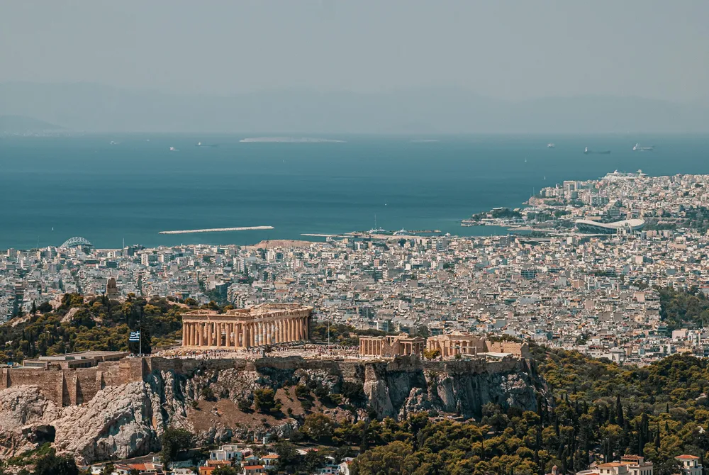 aerial view over Athens