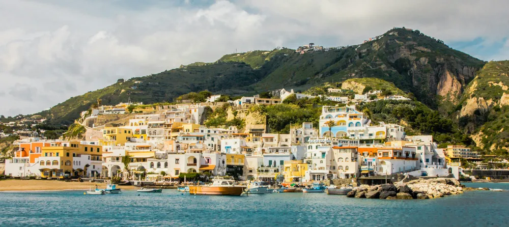view of Sant'Angelo from the sea in Ischia