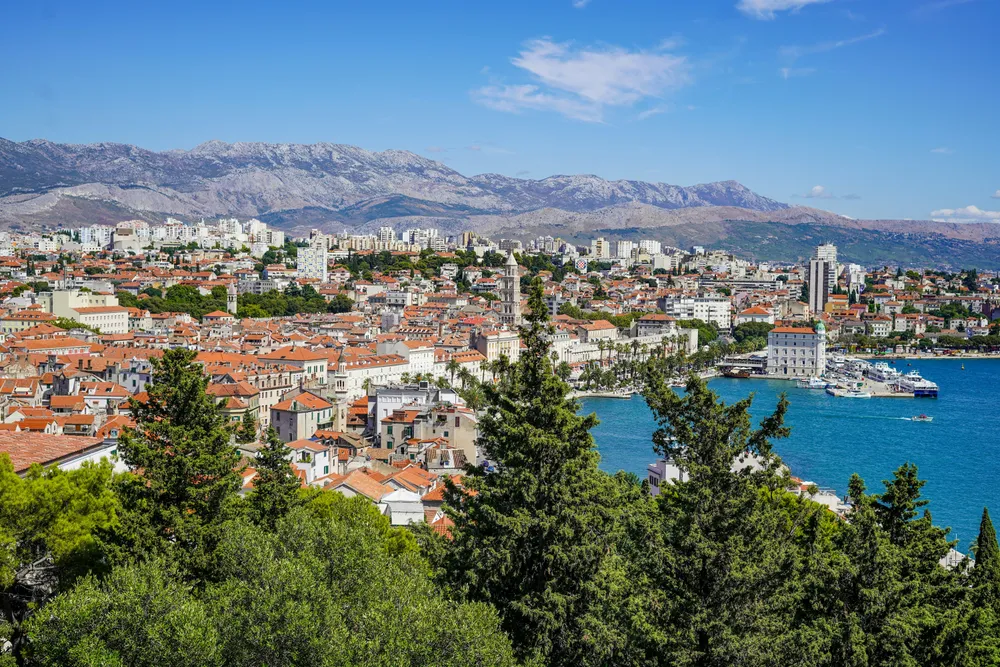 Split town next to the coastline