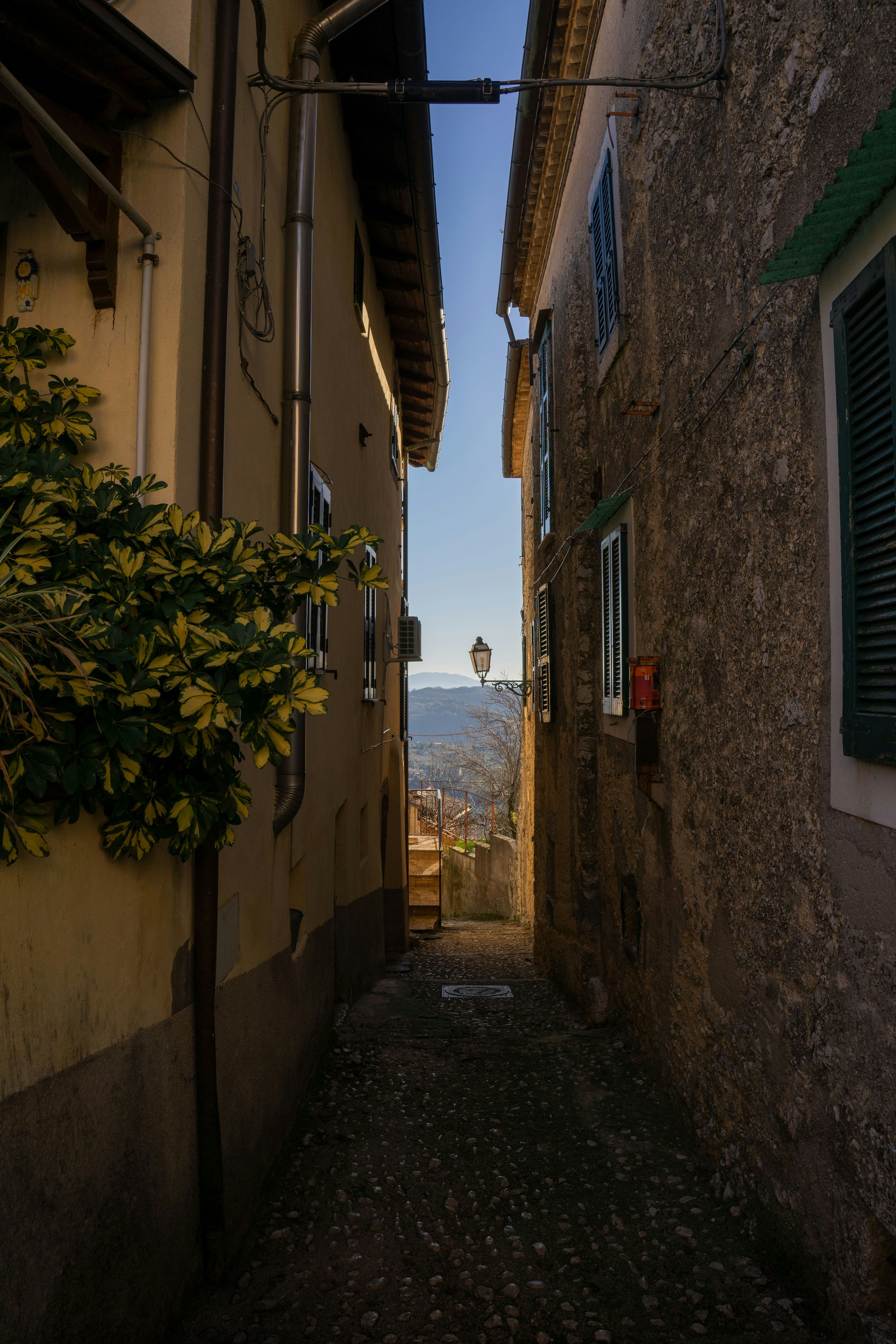 dark narrow street in Civitavecchia