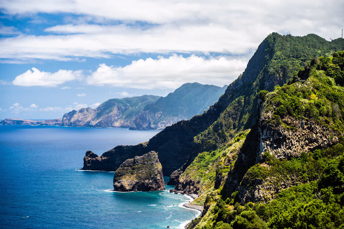 rugged mountains by the sea in Madeira