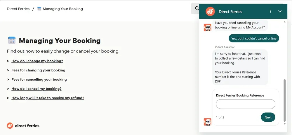 managing your booking faqs on direct ferries website
